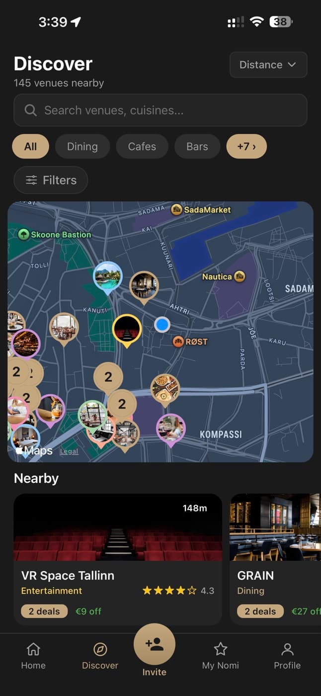 Nomi Pass — Discover nearby venues and deals